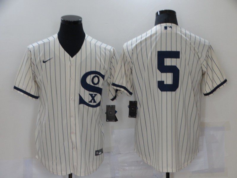 Men Chicago White Sox #5 No Name Cream stripe Dream version Game Nike 2021 MLB Jersey